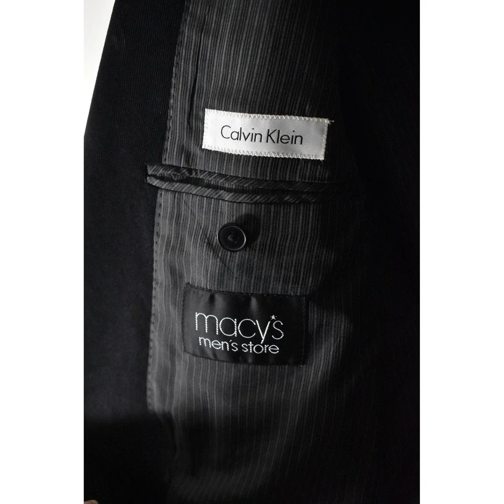 Calvin Klein Corduroy Blazer Mens 40R Black Y2K Two Button Sport Coat